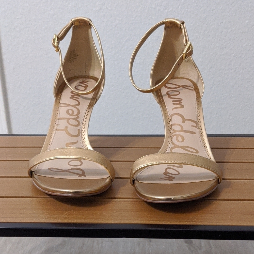 Sam Edelman Gold Strappy Stiletto Heels